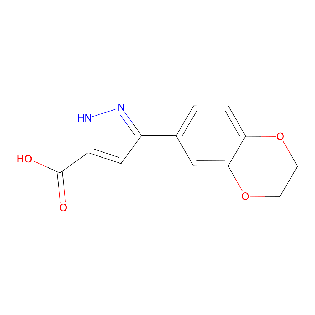 5-(2,3-Dihydro-benzo[1,4]dioxin-6-yl)-2H-pyrazole-3-carboxylic acid molecular structure, CAS 299936-54-2
