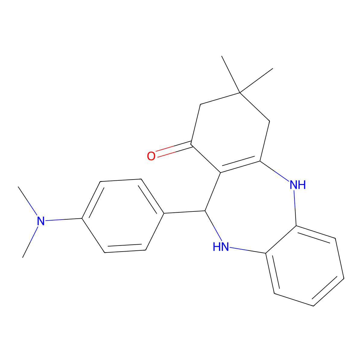 11-[4-(dimethylamino)phenyl]-3,3-dimethyl-2,3,4,5,10,11-hexahydro-1H-dibenzo[b,e][1,4]diazepin-1-one molecular structure, CAS 299936-62-2