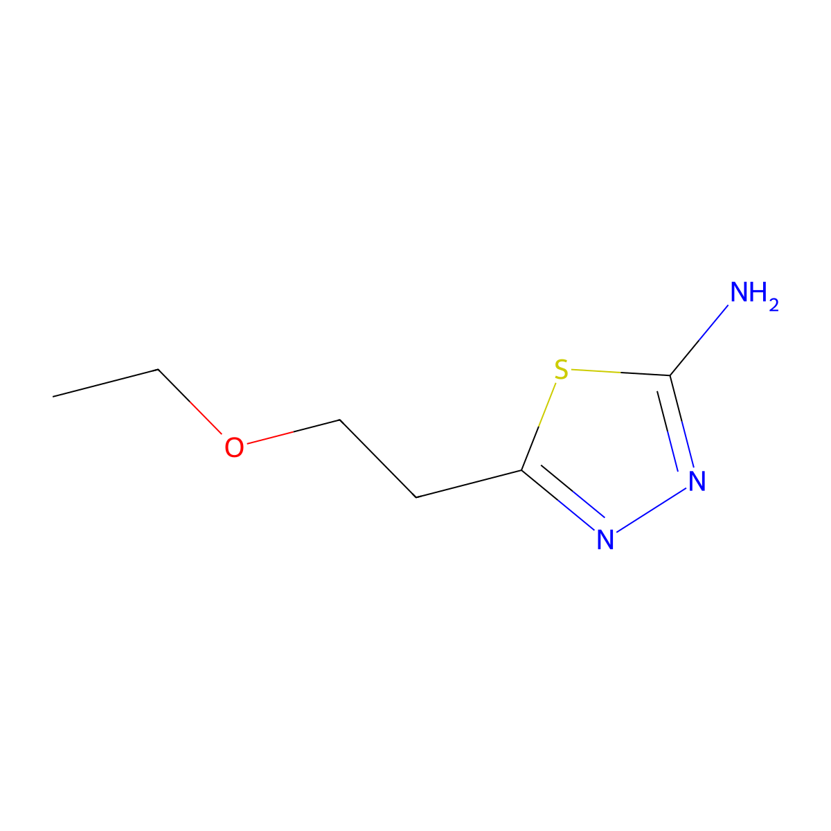5-(2-Ethoxyethyl)-1,3,4-thiadiazol-2-amine molecular structure, CAS 299936-83-7
