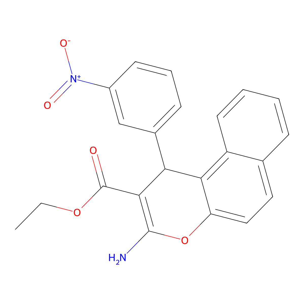 ethyl 3-amino-1-(3-nitrophenyl)-1H-benzo[f]chromene-2-carboxylate molecular structure, CAS 299937-04-5
