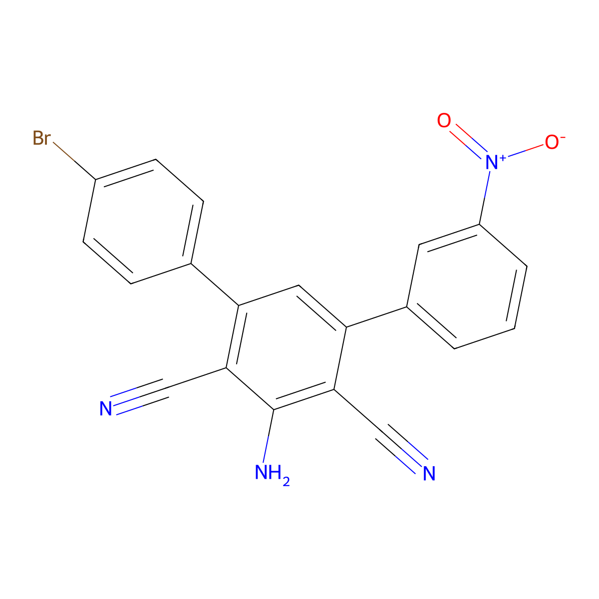 5'-Amino-4''-bromo-3-nitro-1,1':3',1''-terphenyl-4',6'-dicarbonitrile molecular structure, CAS 299937-17-0