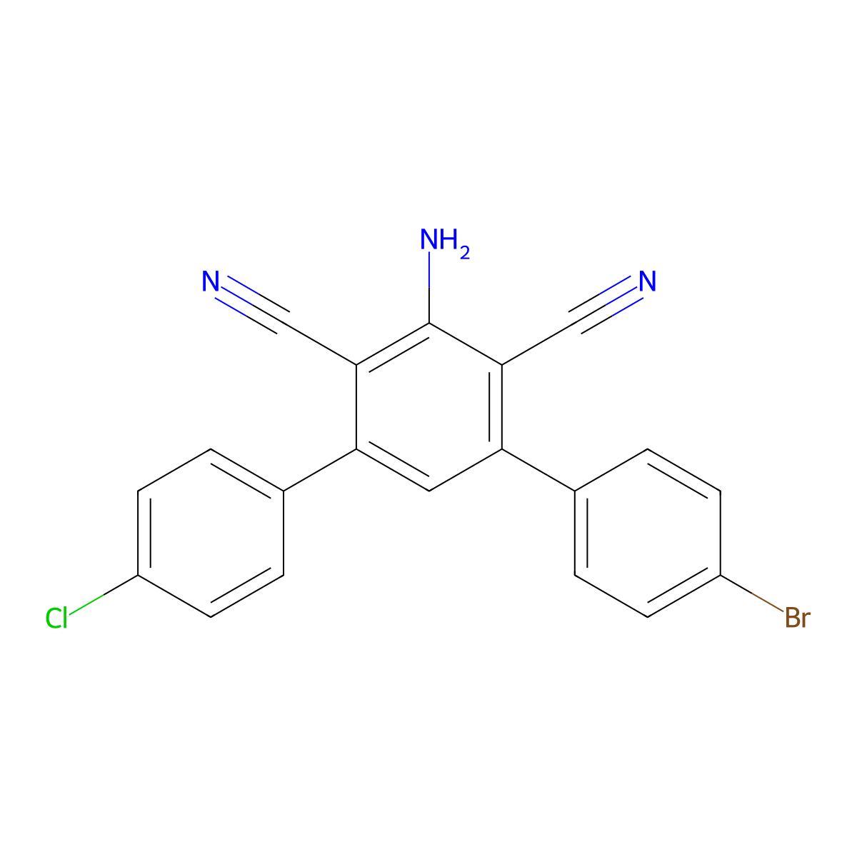 5'-Amino-4-bromo-4''-chloro-1,1':3',1''-terphenyl-4',6'-dicarbonitrile molecular structure, CAS 299937-34-1