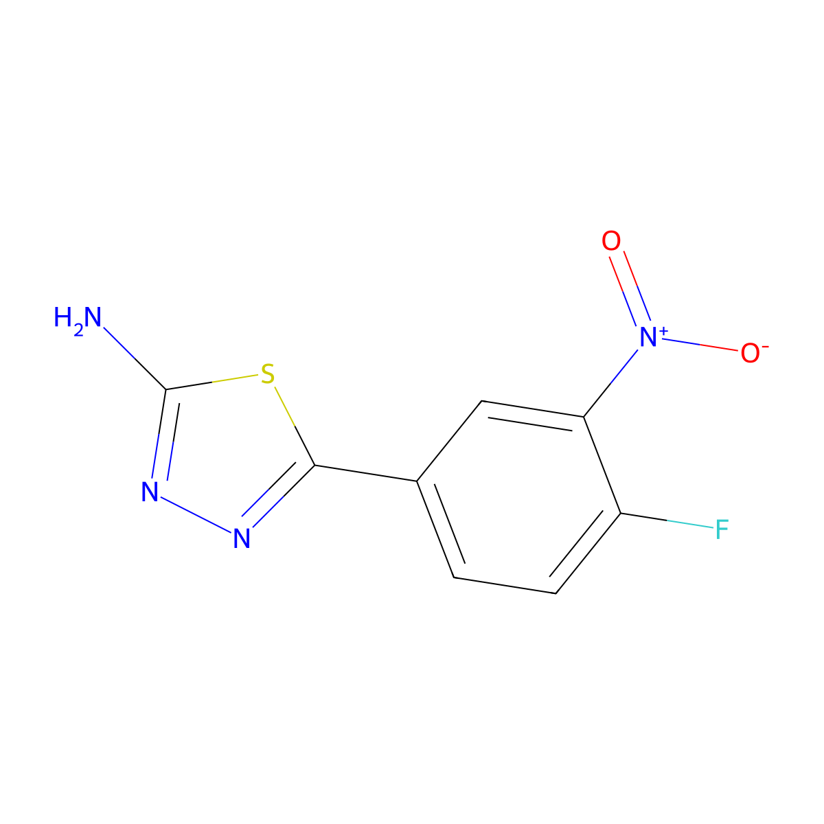 5-(4-Fluoro-3-nitrophenyl)-1,3,4-thiadiazol-2-amine molecular structure, CAS 299937-57-8