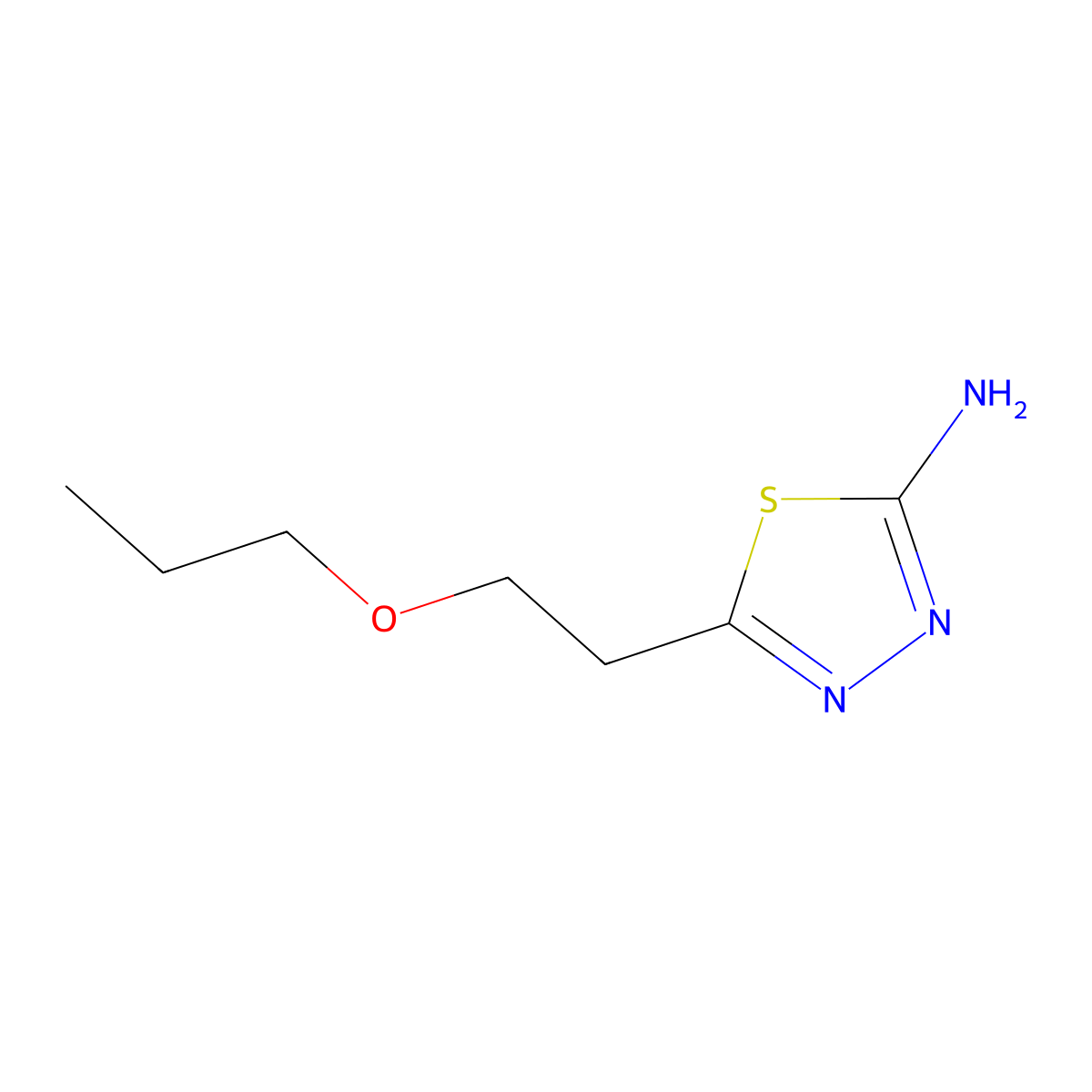 5-(2-Propoxy-ethyl)-[1,3,4]thiadiazol-2-ylamine molecular structure, CAS 299937-61-4