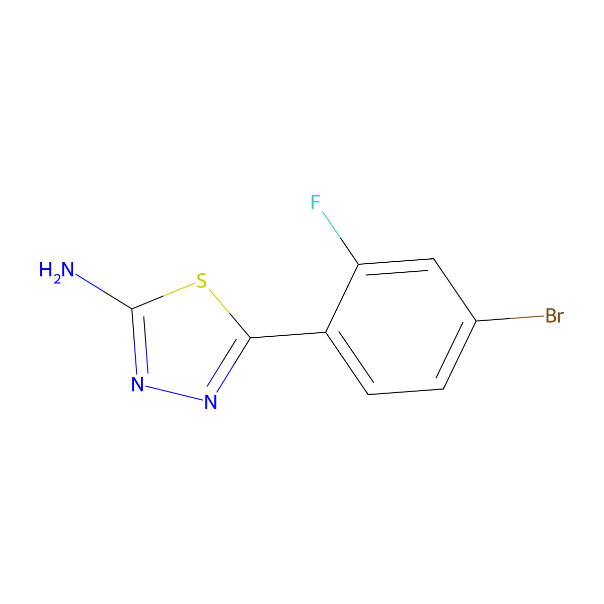 5-(4-Bromo-2-fluorophenyl)-1,3,4-thiadiazol-2-amine molecular structure, CAS 299937-74-9