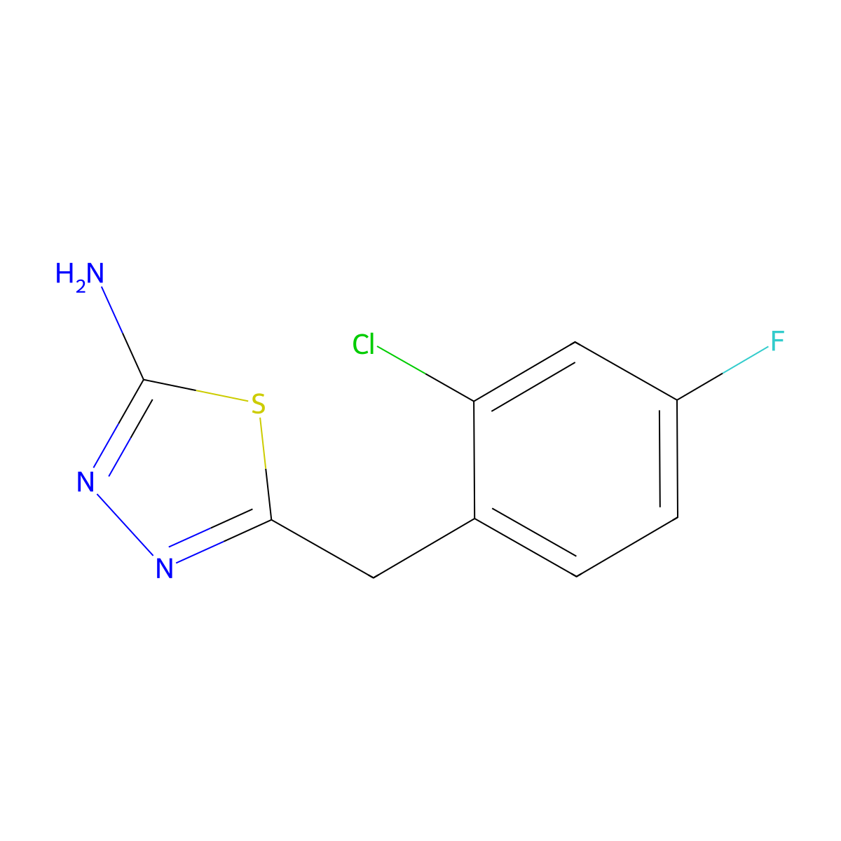 5-[(2-Chloro-4-fluorophenyl)methyl]-1,3,4-thiadiazol-2-amine molecular structure, CAS 299937-75-0