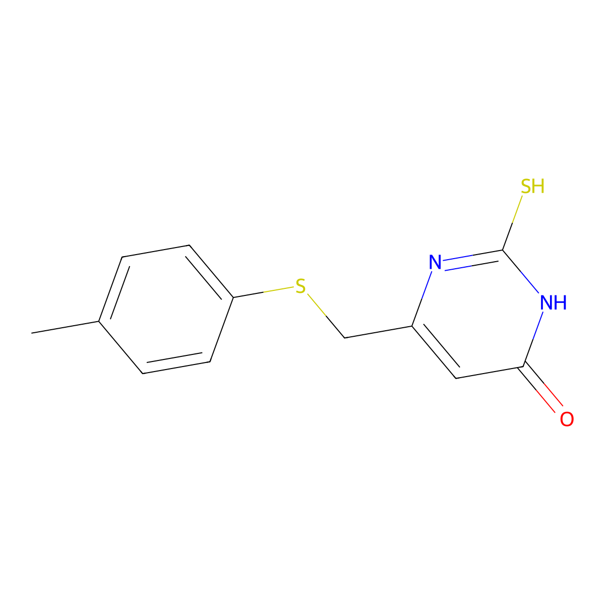 2-Mercapto-6-{[(4-methylphenyl)thio]-methyl}pyrimidin-4(3H)-one molecular structure, CAS 299937-81-8