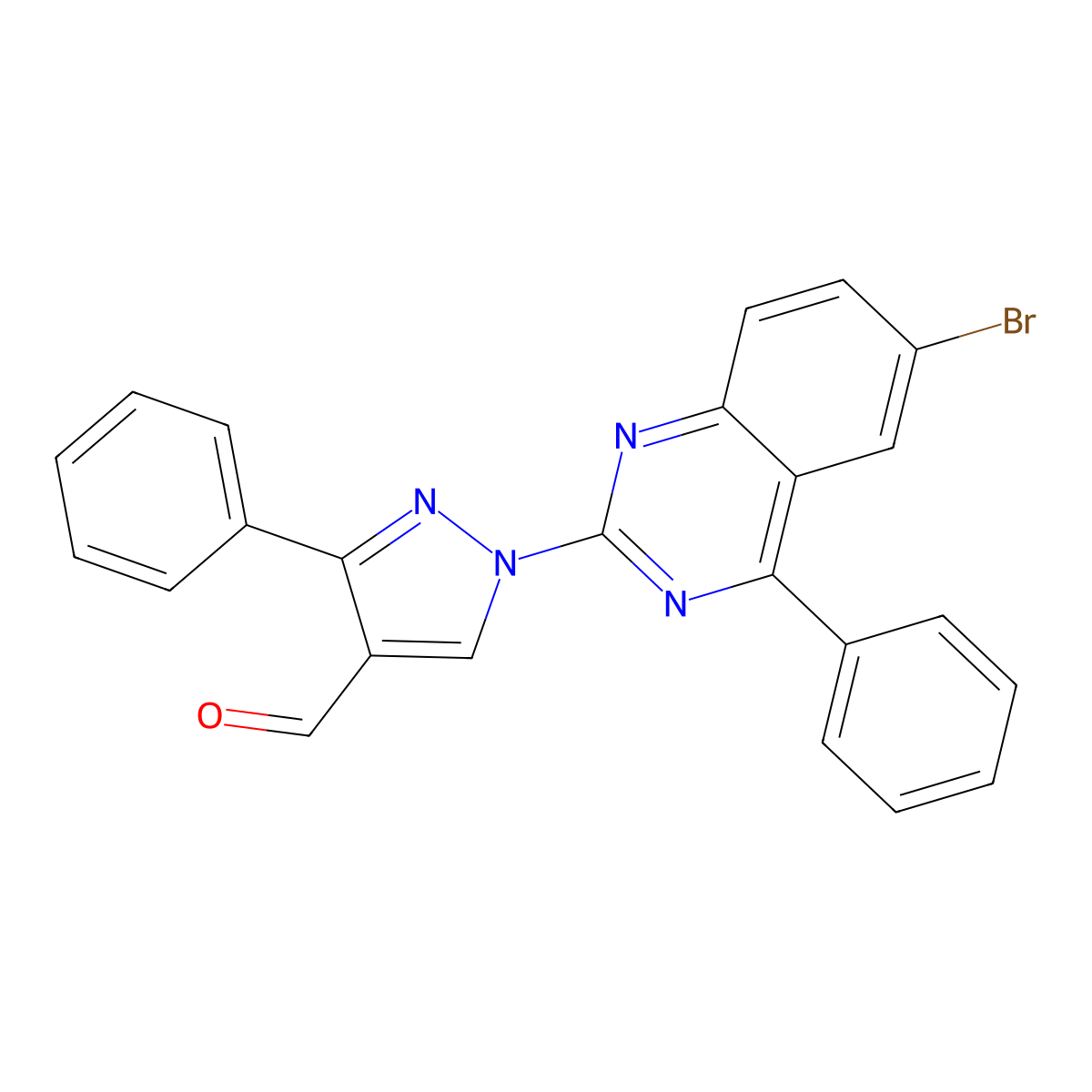 1-(6-bromo-4-phenylquinazolin-2-yl)-3-phenyl-1H-pyrazole-4-carbaldehyde molecular structure, CAS 299938-23-1