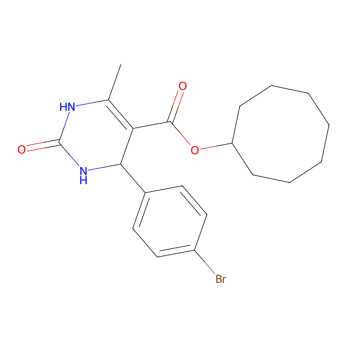 Cyclooctyl 4-(4-bromophenyl)-6-methyl-2-oxo-1,2,3,4-tetrahydropyrimidine-5-carboxylate molecular structure, CAS 299945-22-5
