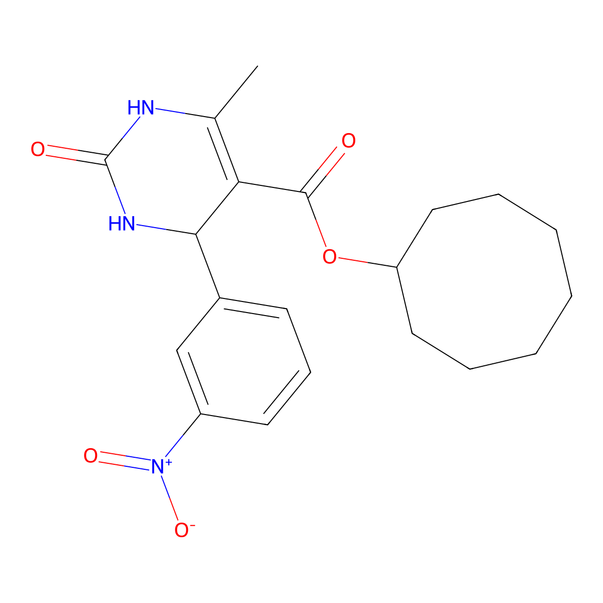 Cyclooctyl 6-methyl-4-(3-nitrophenyl)-2-oxo-1,2,3,4-tetrahydropyrimidine-5-carboxylate molecular structure, CAS 299945-32-7