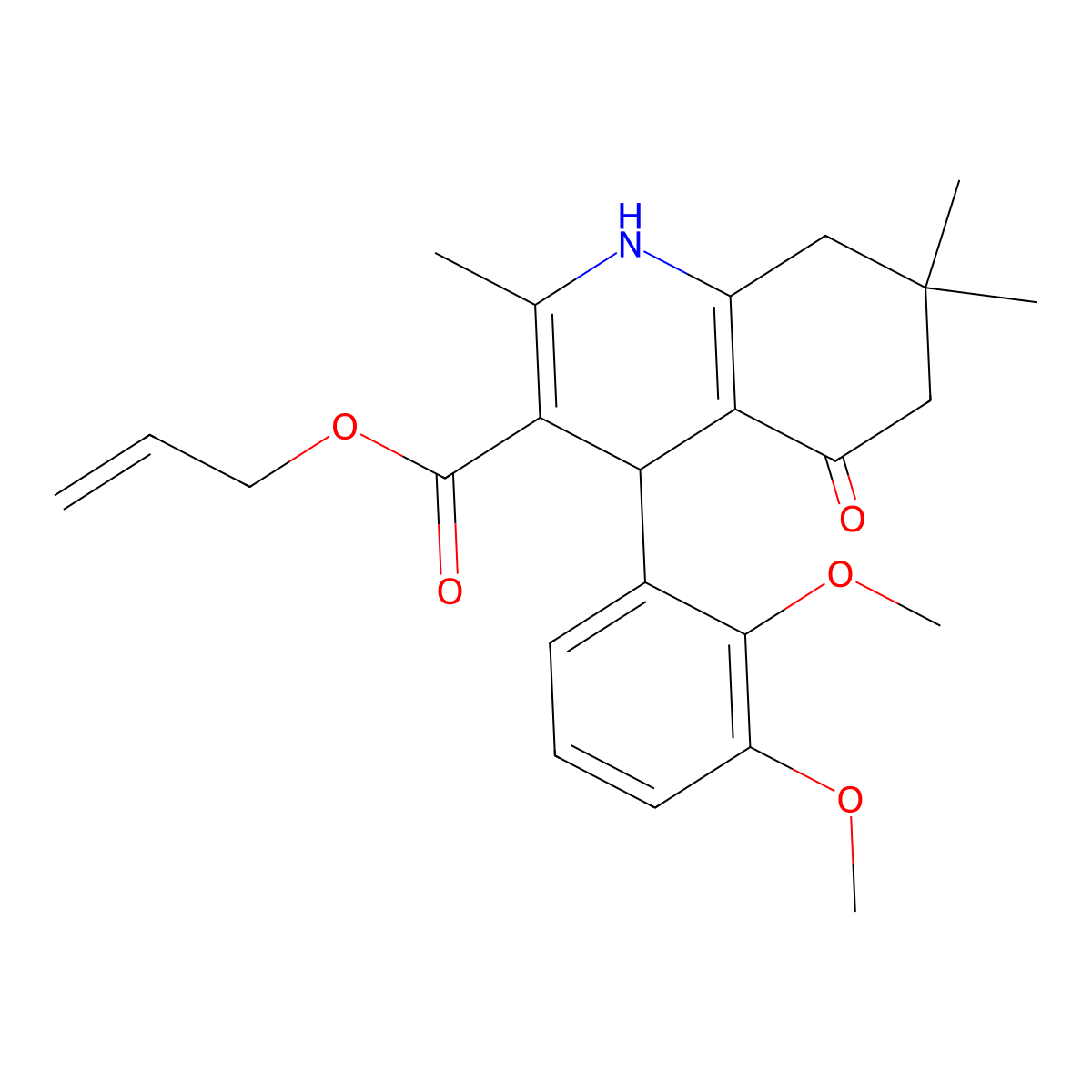 Allyl 4-(2,3-dimethoxyphenyl)-2,7,7-trimethyl-5-oxo-1,4,5,6,7,8-hexahydro-3-quinolinecarboxylate molecular structure, CAS 299945-42-9