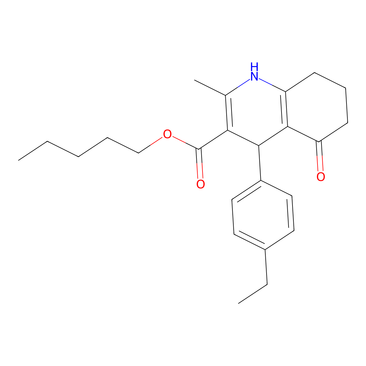 Pentyl 4-(4-ethylphenyl)-2-methyl-5-oxo-1,4,5,6,7,8-hexahydroquinoline-3-carboxylate molecular structure, CAS 299945-54-3