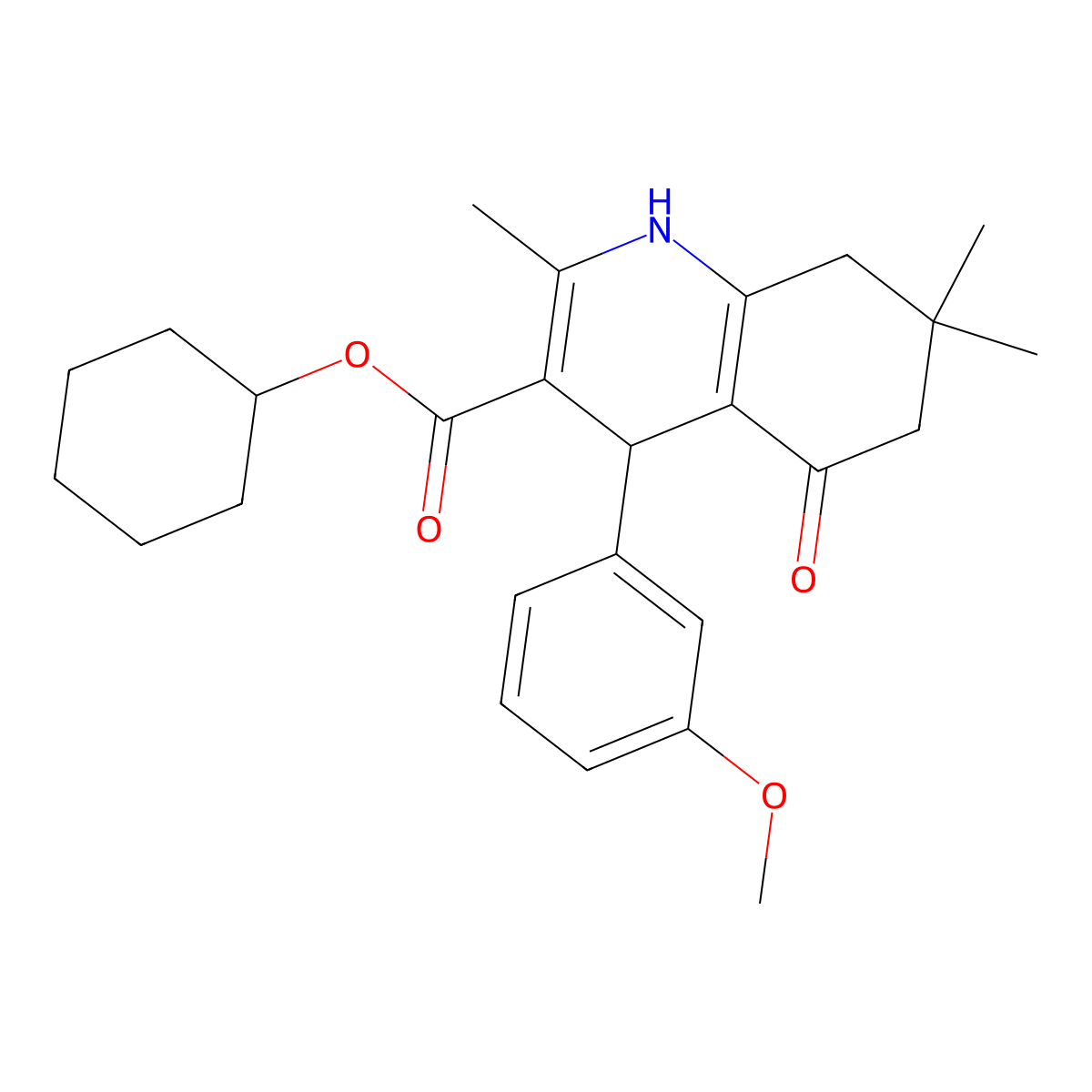 Cyclohexyl 4-(3-methoxyphenyl)-2,7,7-trimethyl-5-oxo-1,4,5,6,7,8-hexahydroquinoline-3-carboxylate molecular structure, CAS 299945-66-7