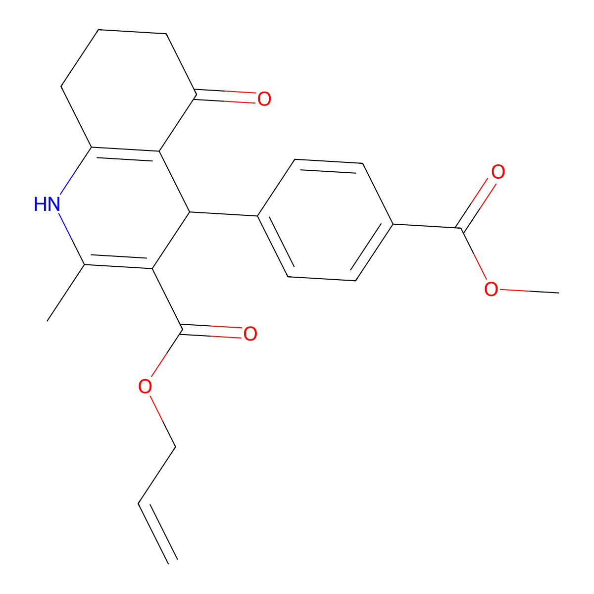 Prop-2-en-1-yl 4-[4-(methoxycarbonyl)phenyl]-2-methyl-5-oxo-1,4,5,6,7,8-hexahydroquinoline-3-carboxylate molecular structure, CAS 299945-73-6