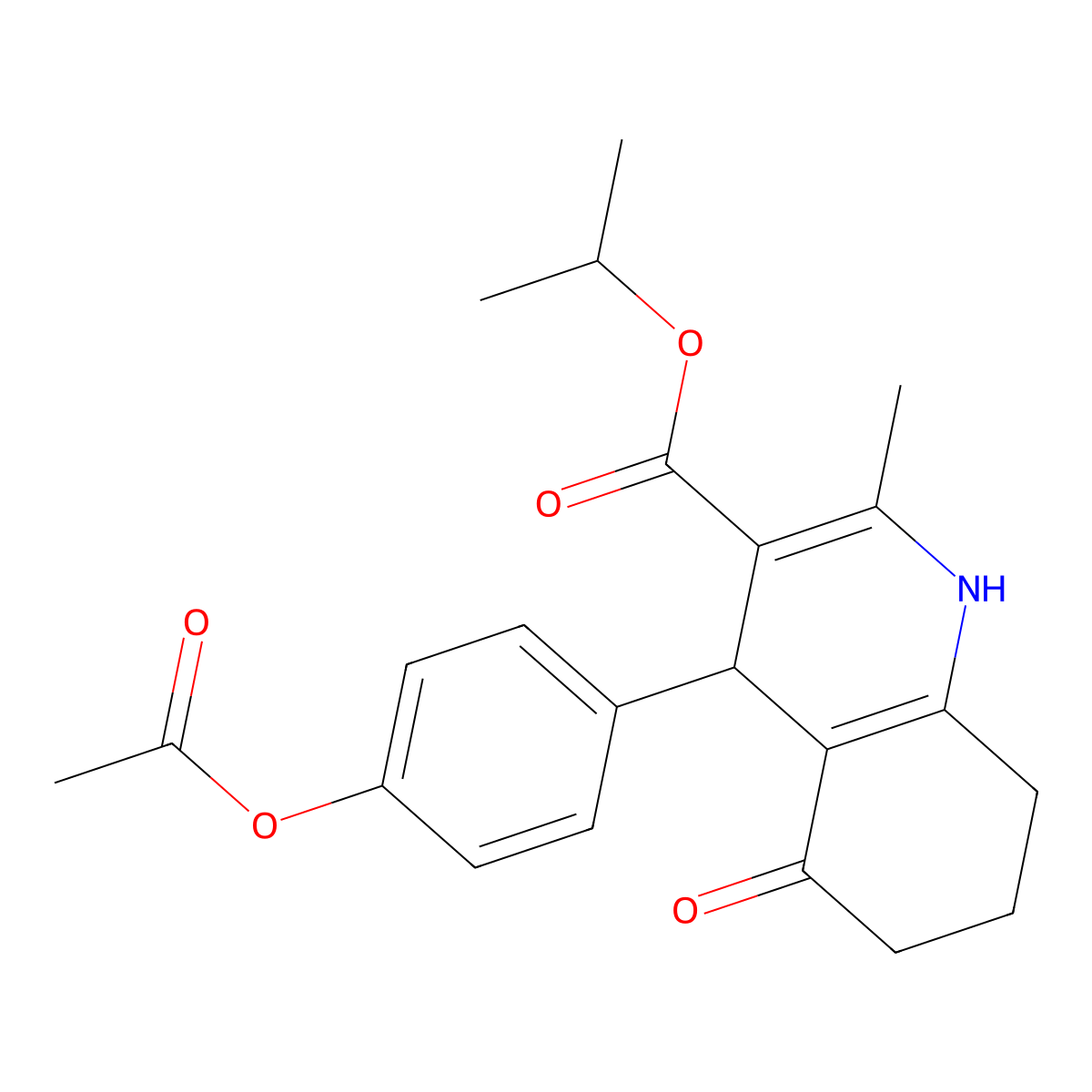 propan-2-yl 4-(4-acetyloxyphenyl)-2-methyl-5-oxo-4,6,7,8-tetrahydro-1H-quinoline-3-carboxylate molecular structure, CAS 299945-78-1