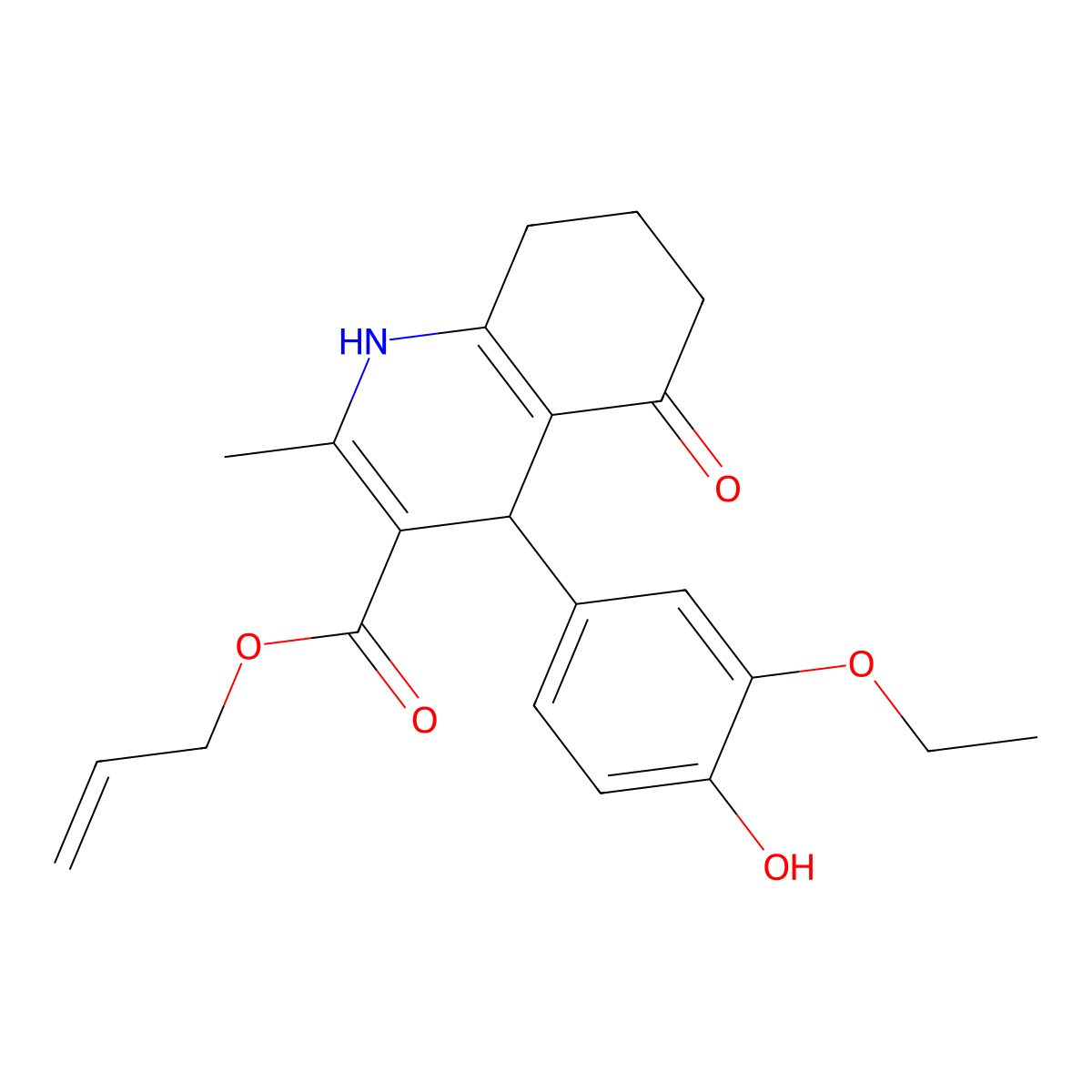 Allyl 4-(3-ethoxy-4-hydroxyphenyl)-2-methyl-5-oxo-1,4,5,6,7,8-hexahydro-3-quinolinecarboxylate molecular structure, CAS 299945-80-5