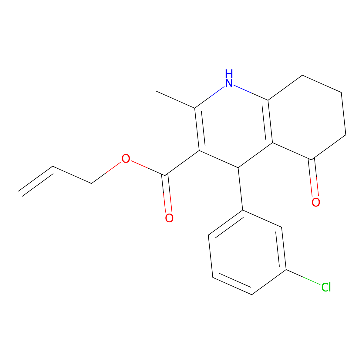 Prop-2-en-1-yl 4-(3-chlorophenyl)-2-methyl-5-oxo-1,4,5,6,7,8-hexahydroquinoline-3-carboxylate molecular structure, CAS 299945-82-7