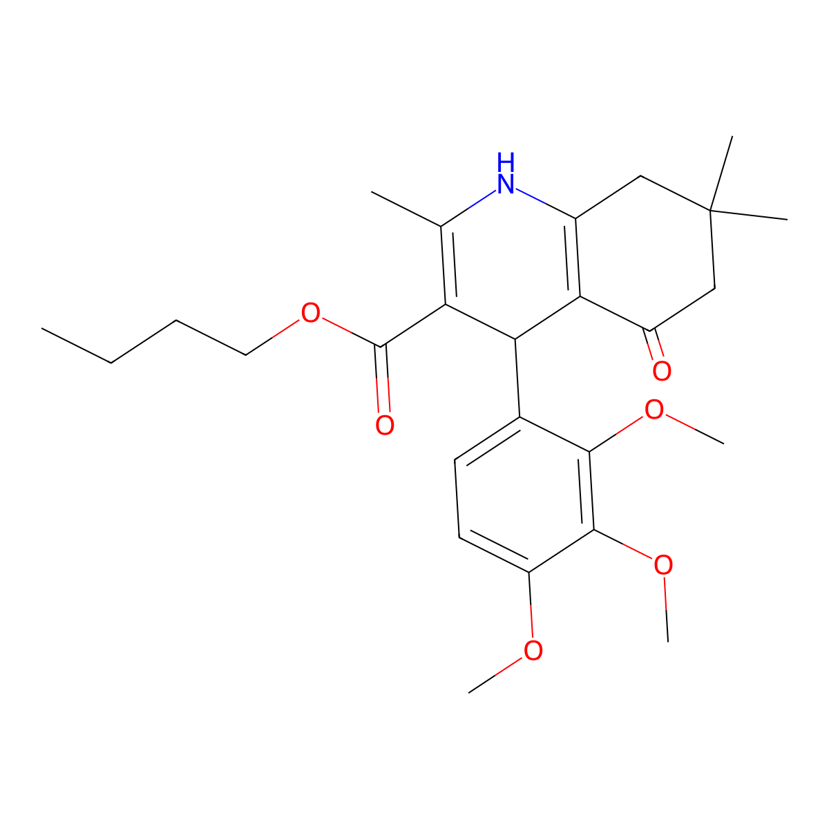 Butyl 2,7,7-trimethyl-5-oxo-4-(2,3,4-trimethoxyphenyl)-1,4,5,6,7,8-hexahydro-3-quinolinecarboxylate molecular structure, CAS 299945-95-2