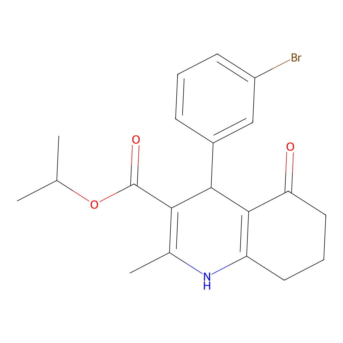 Propan-2-yl 4-(3-bromophenyl)-2-methyl-5-oxo-1,4,5,6,7,8-hexahydroquinoline-3-carboxylate molecular structure, CAS 299946-01-3
