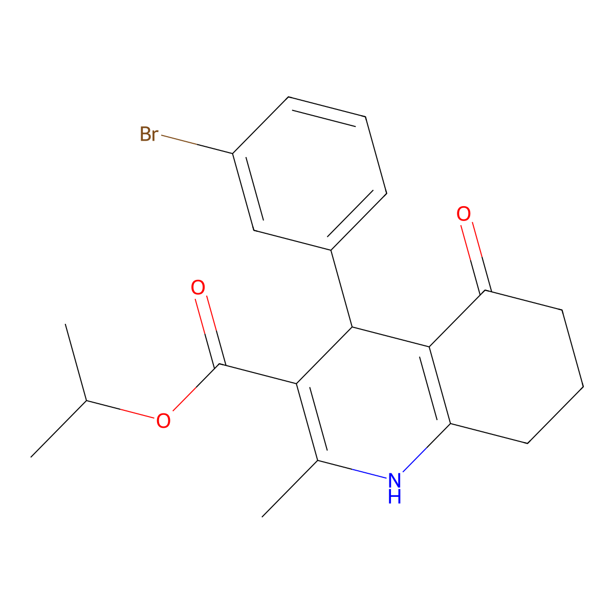 Propan-2-yl 4-(3-bromophenyl)-2-methyl-5-oxo-1,4,5,6,7,8-hexahydroquinoline-3-carboxylate molecular structure, CAS 299946-01-3