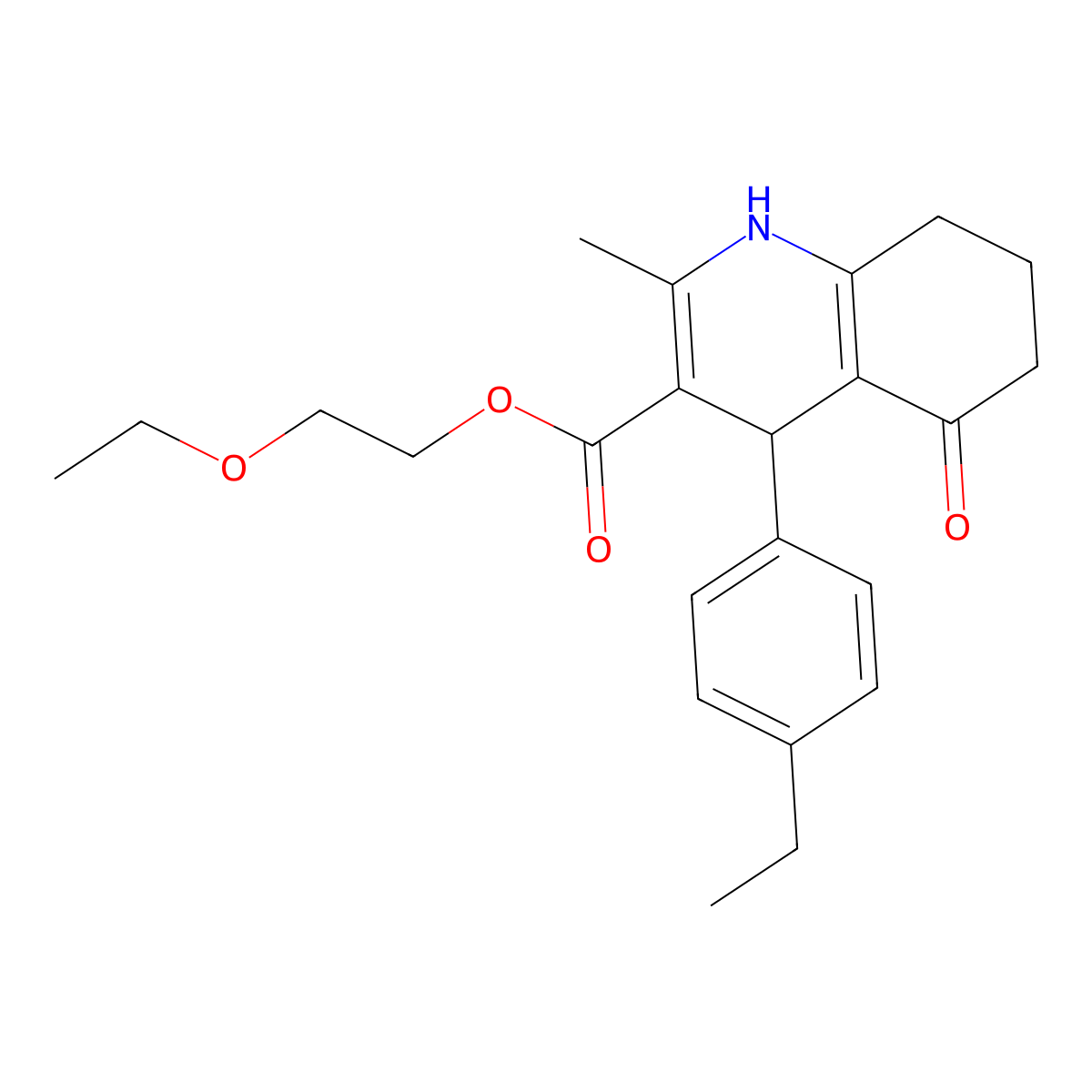 2-Ethoxyethyl 4-(4-ethylphenyl)-2-methyl-5-oxo-1,4,5,6,7,8-hexahydroquinoline-3-carboxylate molecular structure, CAS 299946-19-3