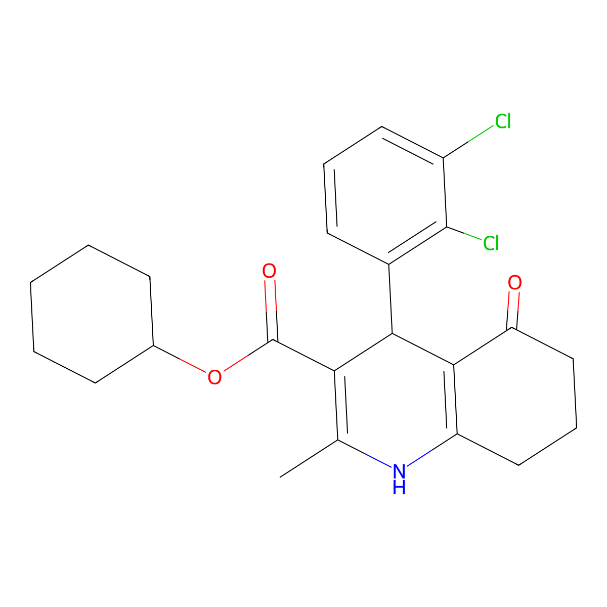 Cyclohexyl 4-(2,3-dichlorophenyl)-2-methyl-5-oxo-1,4,5,6,7,8-hexahydroquinoline-3-carboxylate molecular structure, CAS 299946-33-1