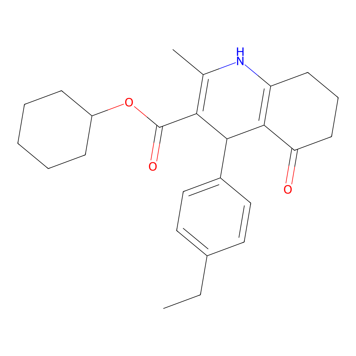 Cyclohexyl 4-(4-ethylphenyl)-2-methyl-5-oxo-1,4,5,6,7,8-hexahydroquinoline-3-carboxylate molecular structure, CAS 299946-45-5