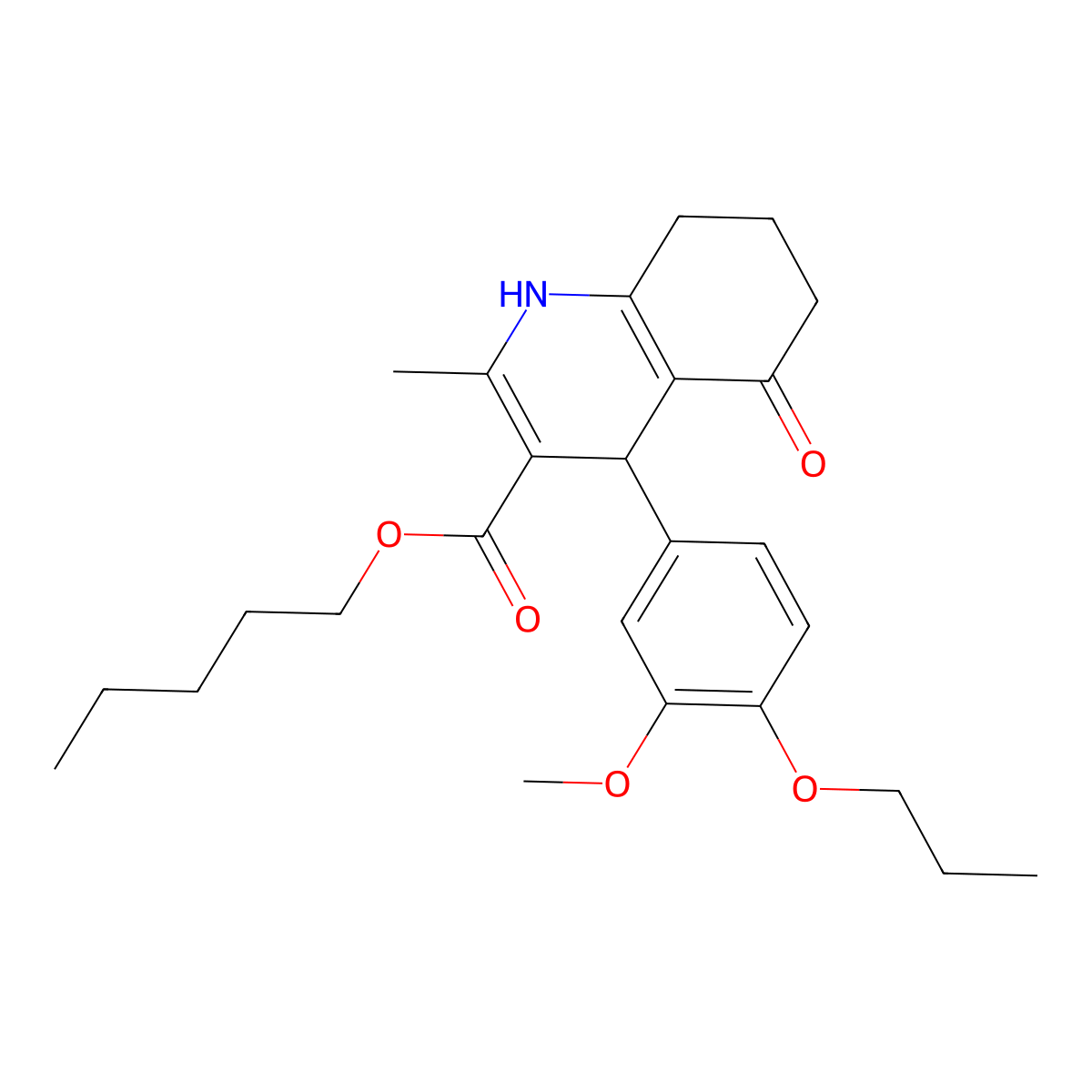 Pentyl 4-(3-methoxy-4-propoxyphenyl)-2-methyl-5-oxo-1,4,5,6,7,8-hexahydroquinoline-3-carboxylate molecular structure, CAS 299946-47-7