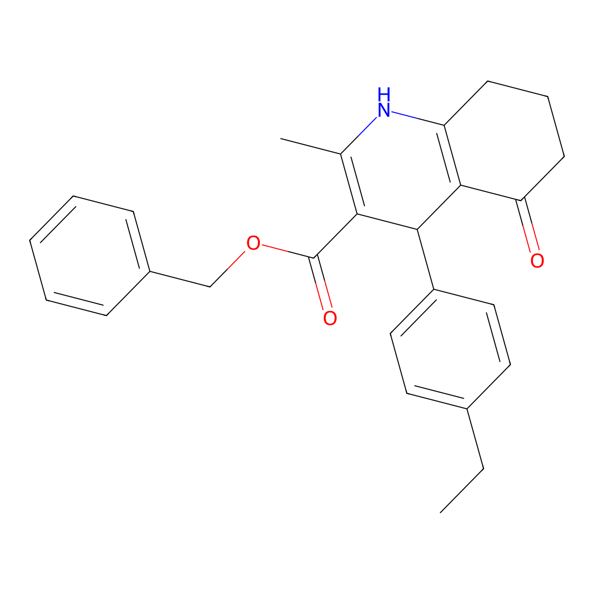 Benzyl 4-(4-ethylphenyl)-2-methyl-5-oxo-1,4,5,6,7,8-hexahydroquinoline-3-carboxylate molecular structure, CAS 299946-49-9