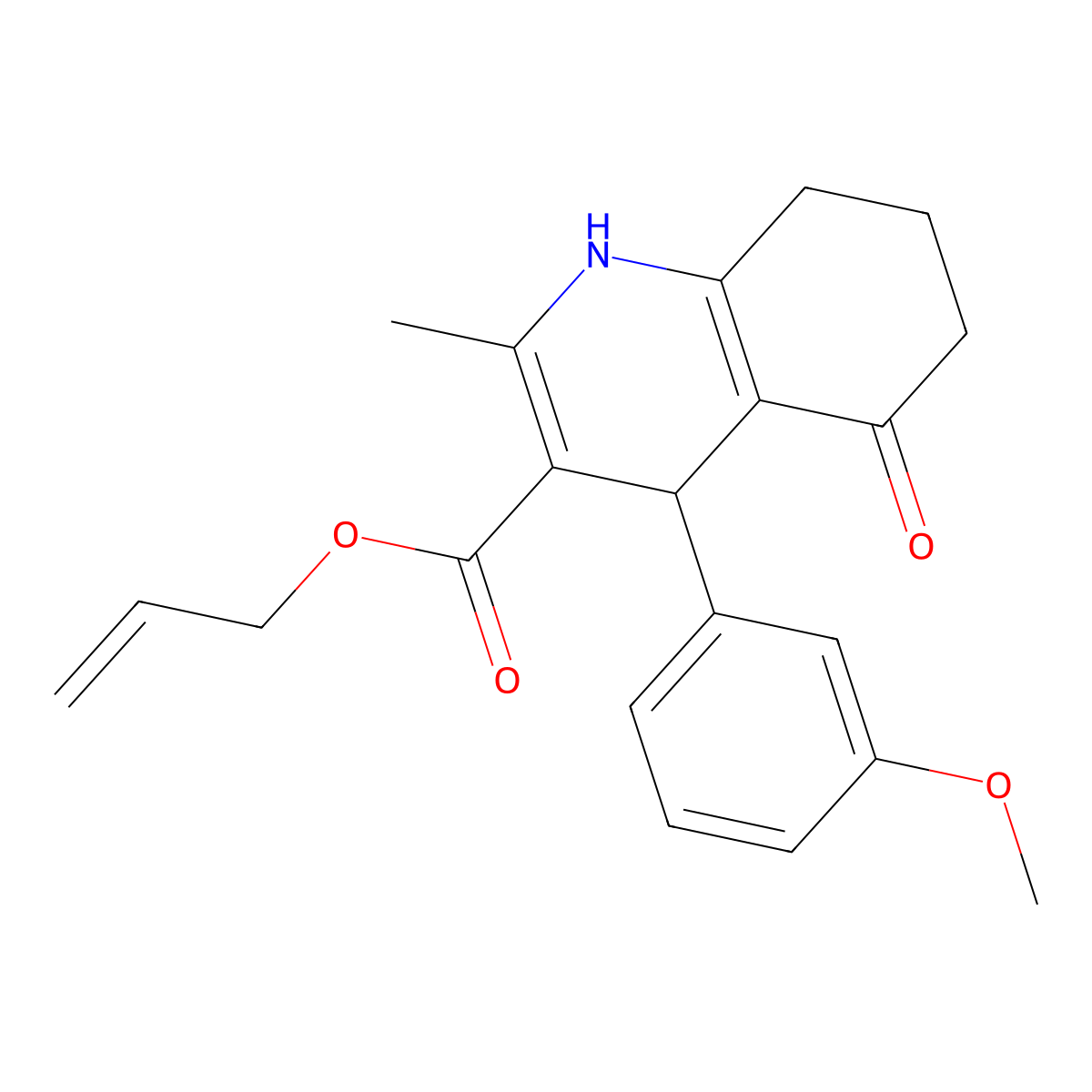 Prop-2-en-1-yl 4-(3-methoxyphenyl)-2-methyl-5-oxo-1,4,5,6,7,8-hexahydroquinoline-3-carboxylate molecular structure, CAS 299946-63-7