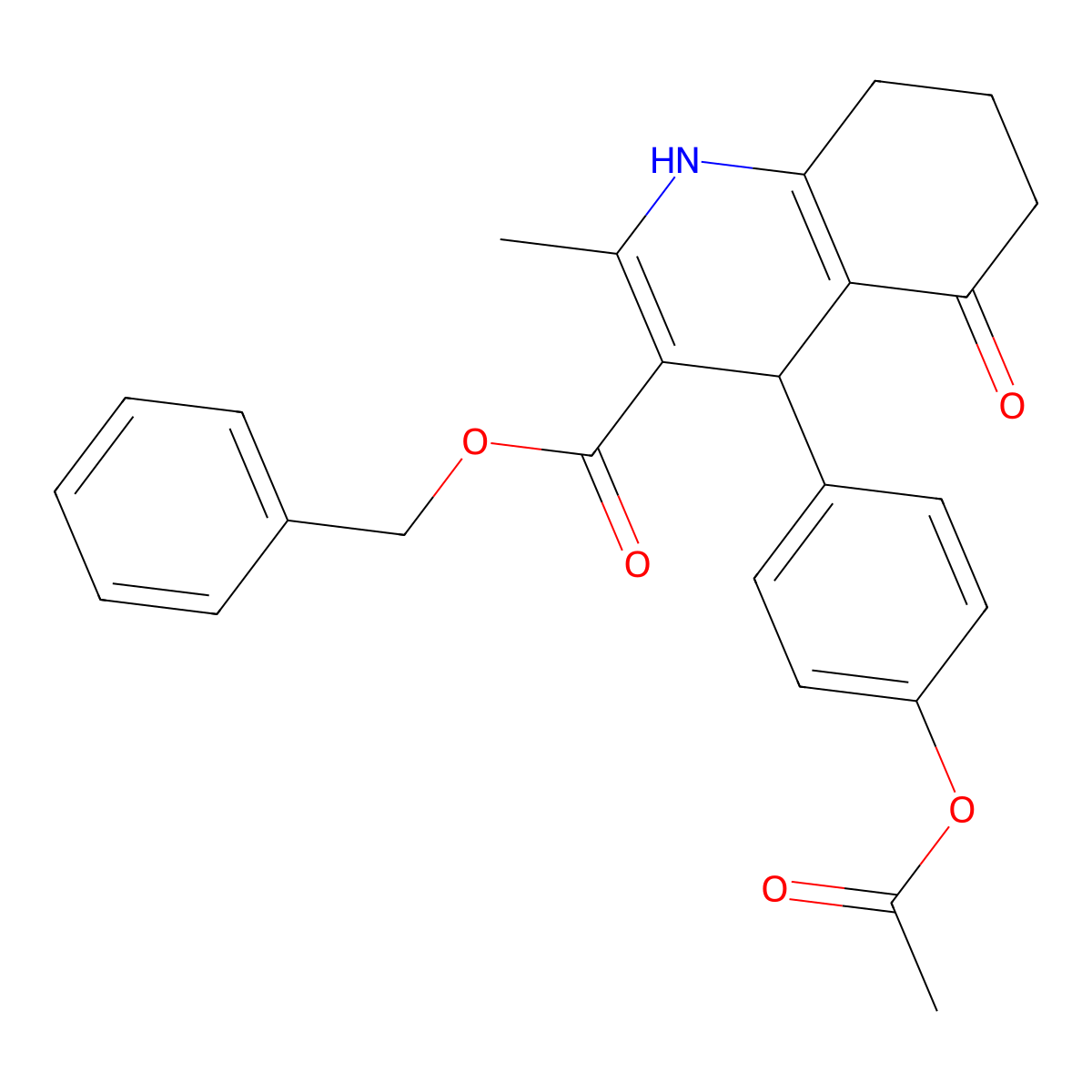 Benzyl 4-[4-(acetyloxy)phenyl]-2-methyl-5-oxo-1,4,5,6,7,8-hexahydroquinoline-3-carboxylate molecular structure, CAS 299946-65-9