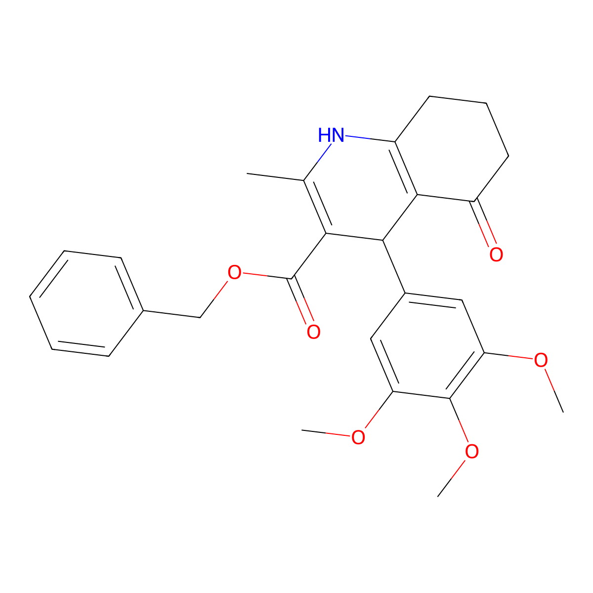 Benzyl 2-methyl-5-oxo-4-(3,4,5-trimethoxyphenyl)-1,4,5,6,7,8-hexahydroquinoline-3-carboxylate molecular structure, CAS 299946-92-2