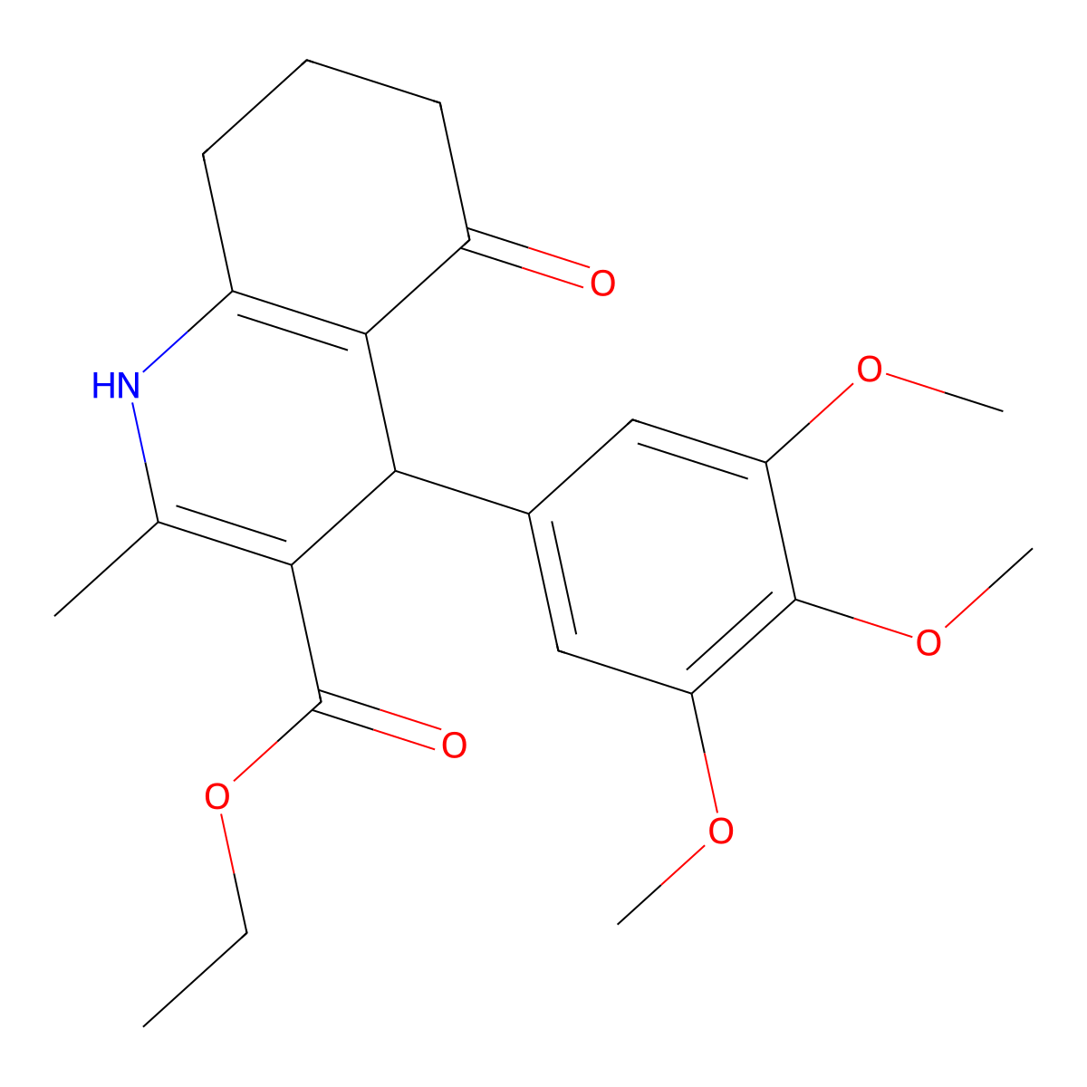 Ethyl 2-methyl-5-oxo-4-(3,4,5-trimethoxyphenyl)-1,4,5,6,7,8-hexahydroquinoline-3-carboxylate molecular structure, CAS 299946-98-8