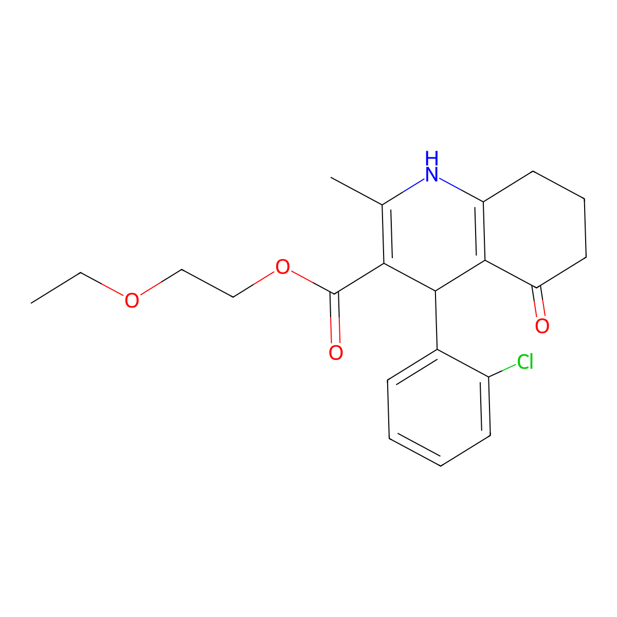 2-ethoxyethyl 4-(2-chlorophenyl)-2-methyl-5-oxo-4,6,7,8-tetrahydro-1H-quinoline-3-carboxylate molecular structure, CAS 299947-15-2