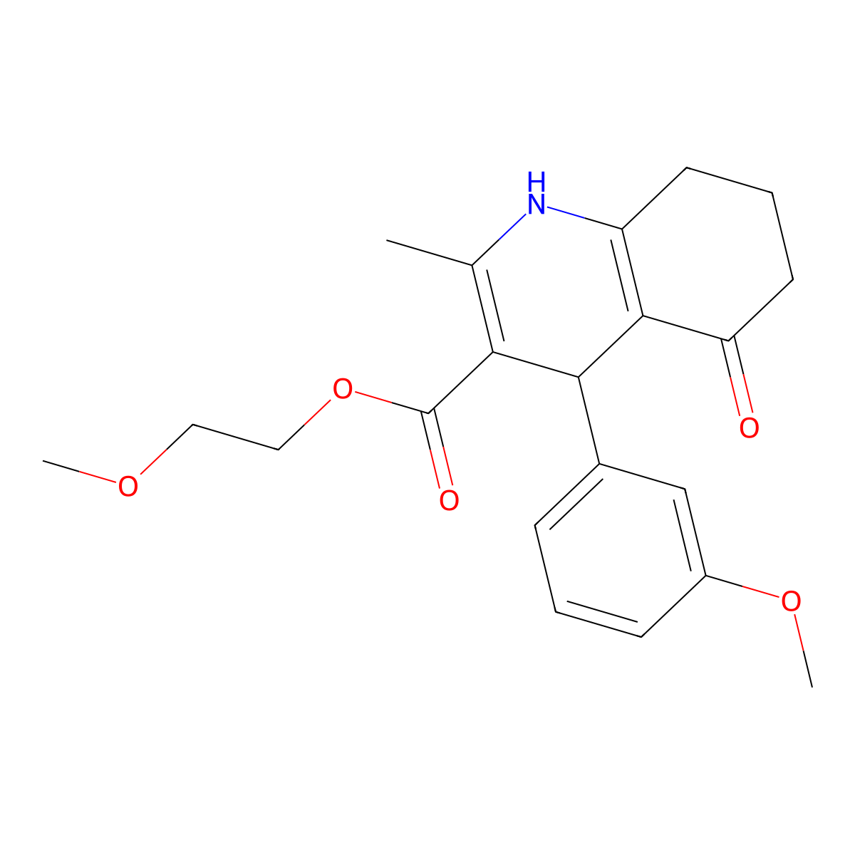 2-Methoxyethyl 4-(3-methoxyphenyl)-2-methyl-5-oxo-1,4,5,6,7,8-hexahydroquinoline-3-carboxylate molecular structure, CAS 299947-32-3