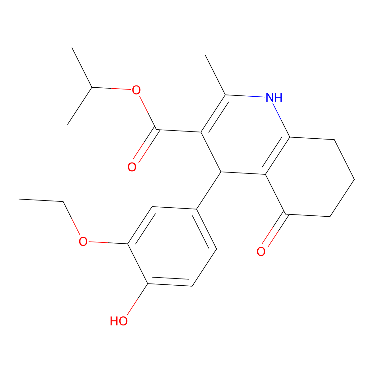 1-Methylethyl 4-[3-(ethyloxy)-4-hydroxyphenyl]-2-methyl-5-oxo-1,4,5,6,7,8-hexahydroquinoline-3-carboxylate molecular structure, CAS 299947-38-9