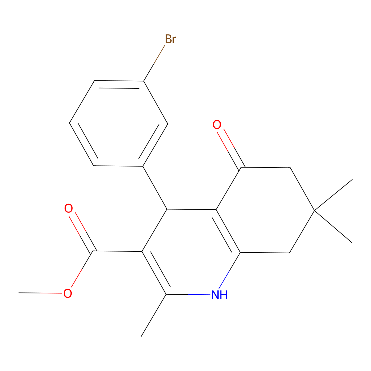 Methyl 4-(3-bromophenyl)-2,7,7-trimethyl-5-oxo-1,4,5,6,7,8-hexahydroquinoline-3-carboxylate molecular structure, CAS 299947-39-0