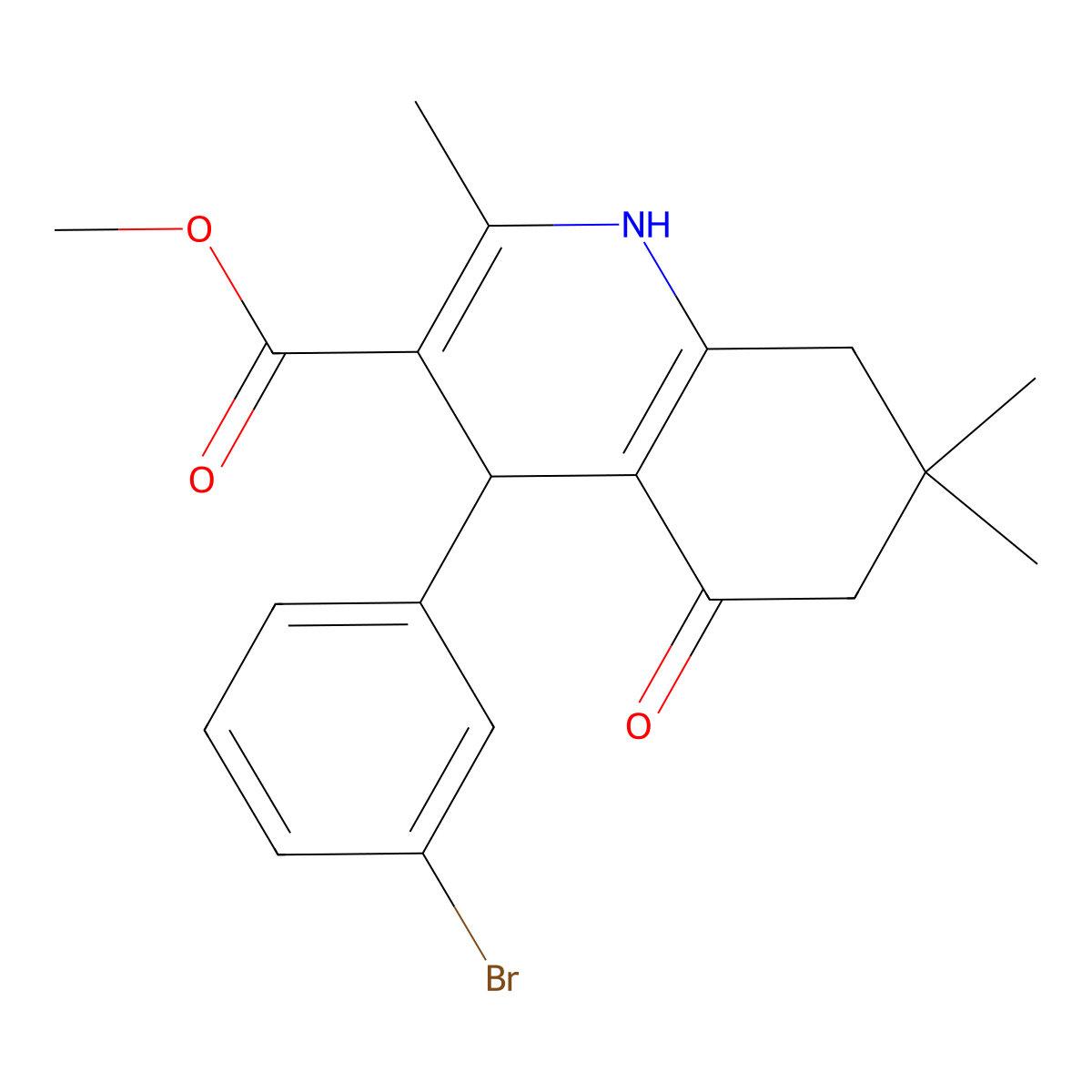 Methyl 4-(3-bromophenyl)-2,7,7-trimethyl-5-oxo-1,4,5,6,7,8-hexahydroquinoline-3-carboxylate molecular structure, CAS 299947-39-0