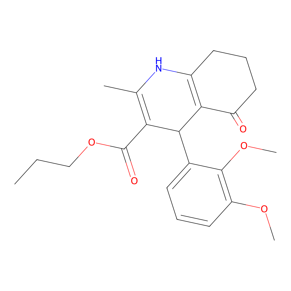 Propyl 4-(2,3-dimethoxyphenyl)-2-methyl-5-oxo-1,4,5,6,7,8-hexahydroquinoline-3-carboxylate molecular structure, CAS 299947-44-7