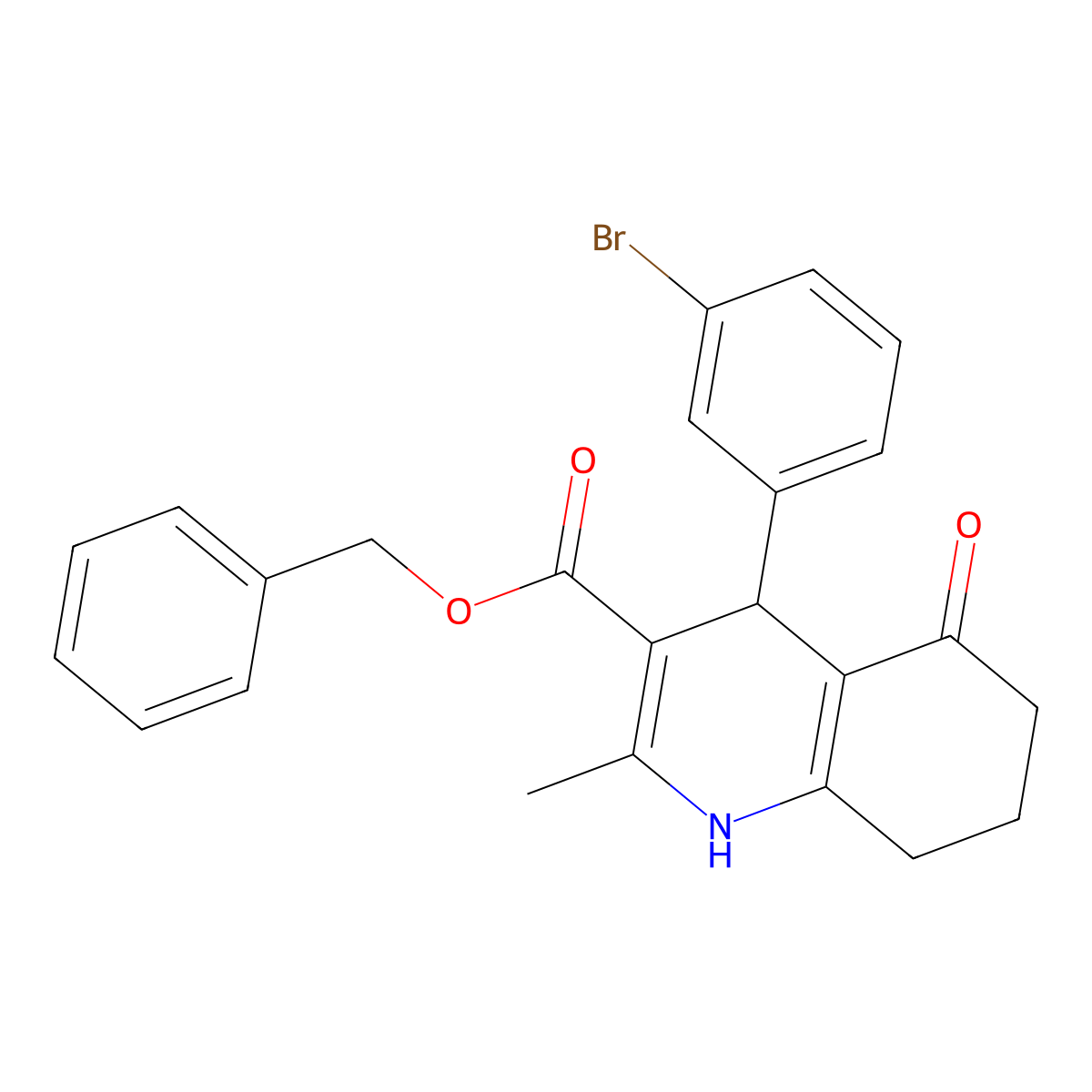benzyl 4-(3-bromophenyl)-2-methyl-5-oxo-4,6,7,8-tetrahydro-1H-quinoline-3-carboxylate molecular structure, CAS 299947-54-9