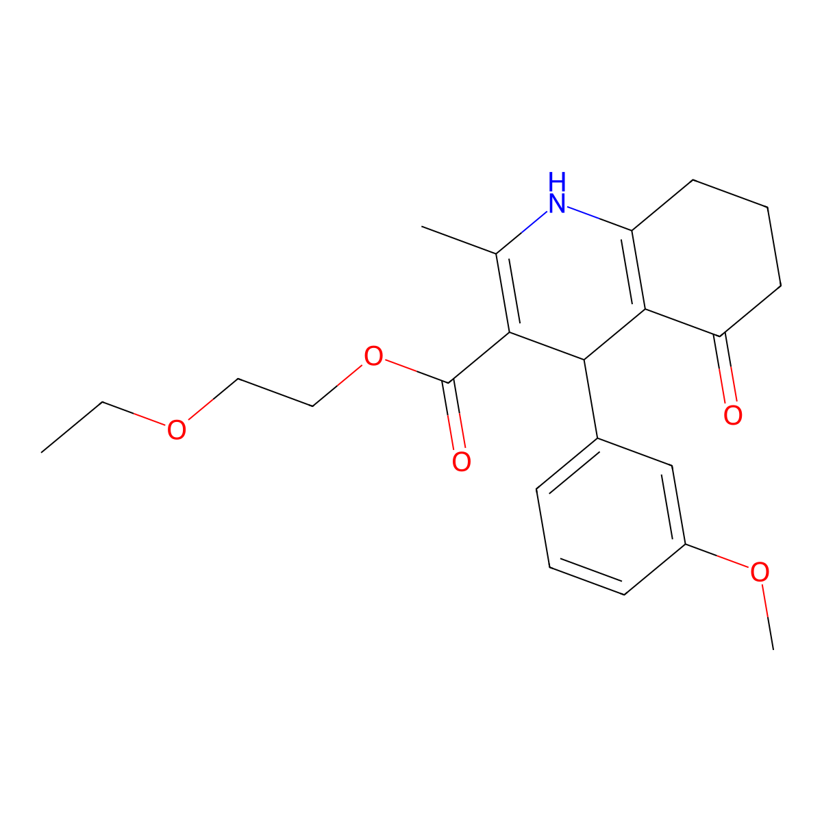 2-Ethoxyethyl 4-(3-methoxyphenyl)-2-methyl-5-oxo-1,4,5,6,7,8-hexahydroquinoline-3-carboxylate molecular structure, CAS 299947-93-6