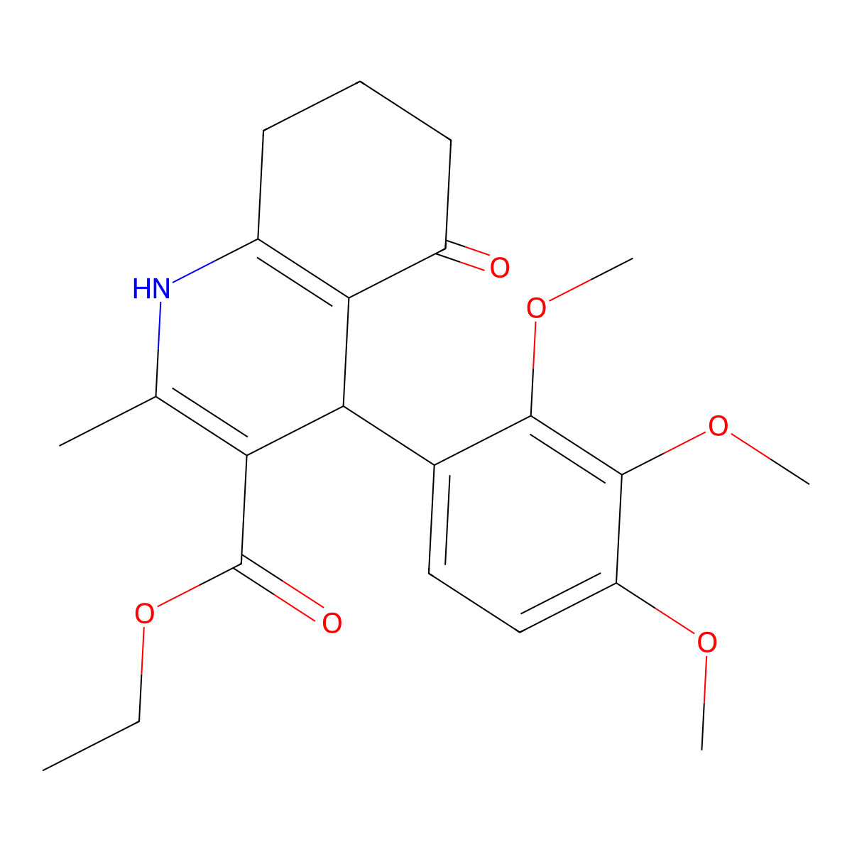 Ethyl 2-methyl-5-oxo-4-(2,3,4-trimethoxyphenyl)-1,4,5,6,7,8-hexahydroquinoline-3-carboxylate molecular structure, CAS 299948-00-8