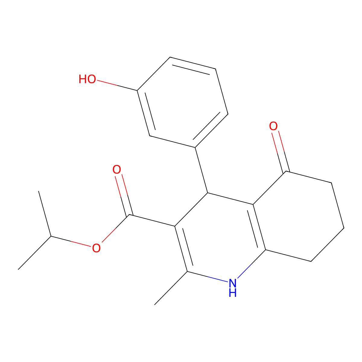 Propan-2-yl 4-(3-hydroxyphenyl)-2-methyl-5-oxo-1,4,5,6,7,8-hexahydroquinoline-3-carboxylate molecular structure, CAS 299948-19-9