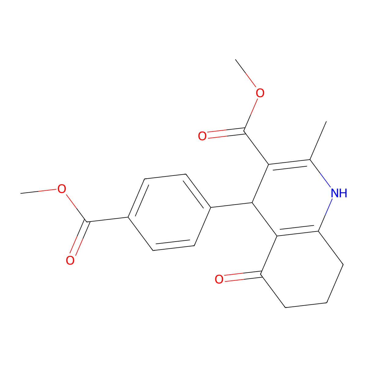 Methyl 4-[4-(methoxycarbonyl)phenyl]-2-methyl-5-oxo-1,4,5,6,7,8-hexahydroquinoline-3-carboxylate molecular structure, CAS 299948-20-2
