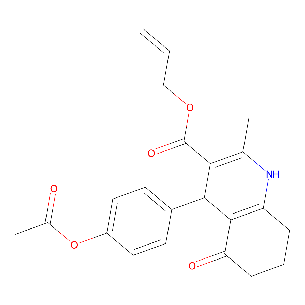 Prop-2-en-1-yl 4-[4-(acetyloxy)phenyl]-2-methyl-5-oxo-1,4,5,6,7,8-hexahydroquinoline-3-carboxylate molecular structure, CAS 299948-23-5
