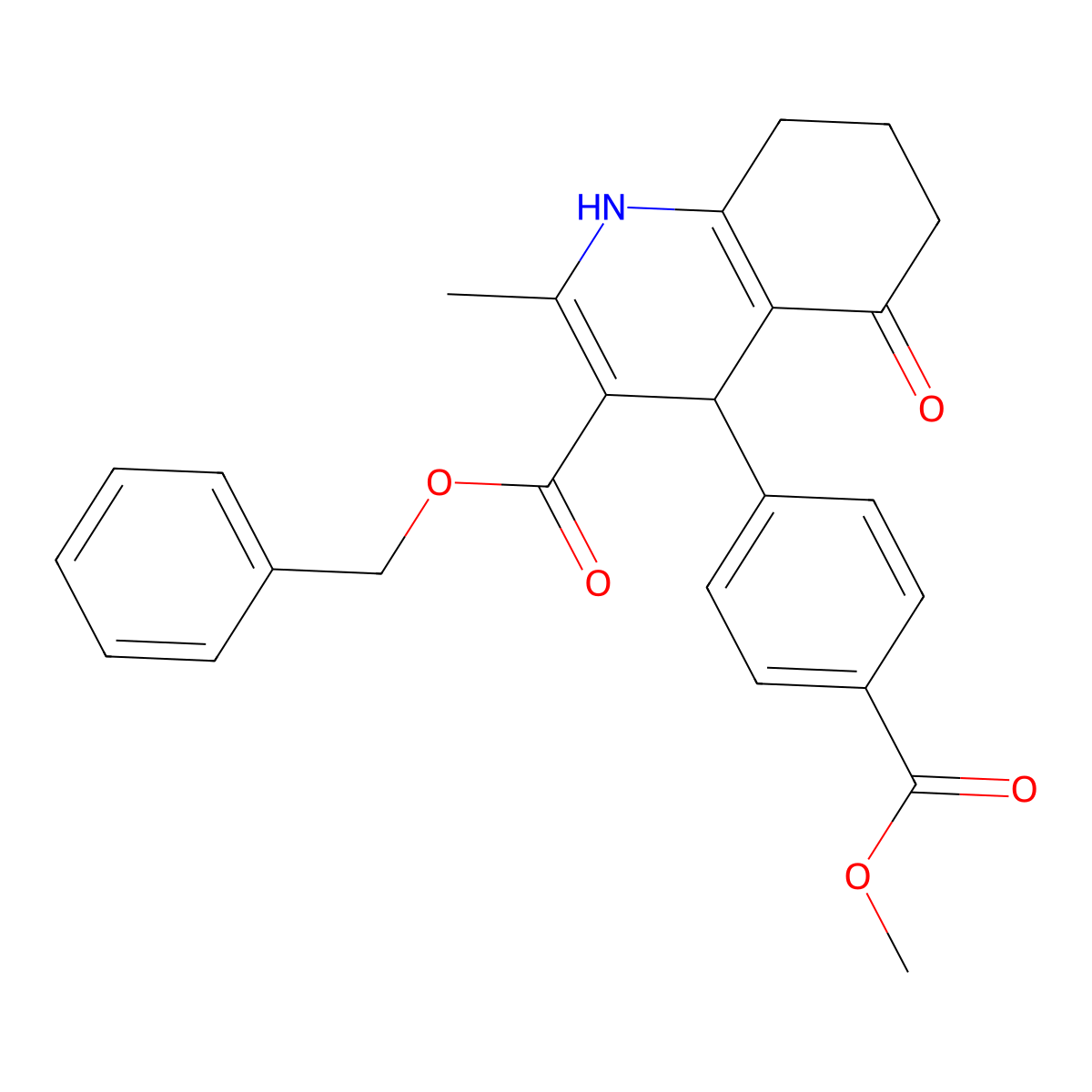 Benzyl 4-[4-(methoxycarbonyl)phenyl]-2-methyl-5-oxo-1,4,5,6,7,8-hexahydroquinoline-3-carboxylate molecular structure, CAS 299948-51-9