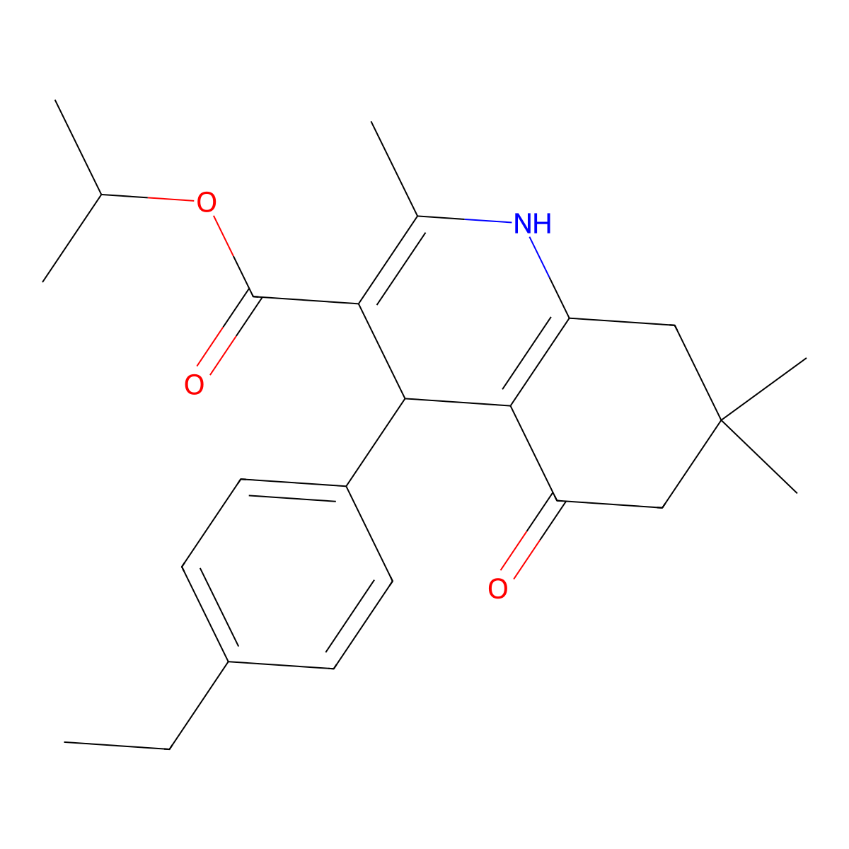 Propan-2-yl 4-(4-ethylphenyl)-2,7,7-trimethyl-5-oxo-1,4,5,6,7,8-hexahydroquinoline-3-carboxylate molecular structure, CAS 299948-68-8