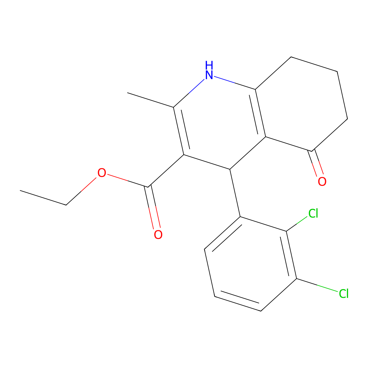 Ethyl 4-(2,3-dichlorophenyl)-2-methyl-5-oxo-1,4,5,6,7,8-hexahydroquinoline-3-carboxylate molecular structure, CAS 299949-09-0