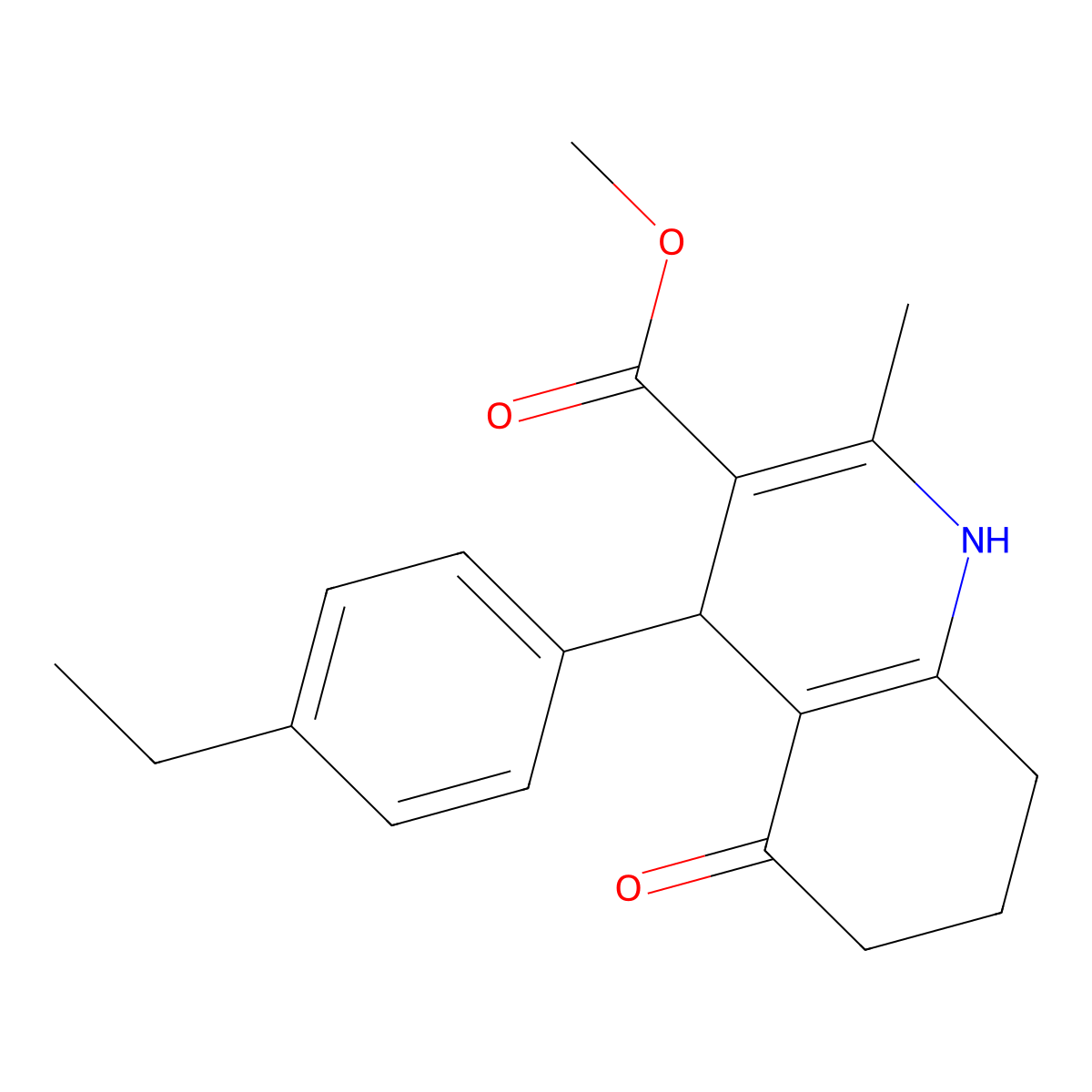Methyl 4-(4-ethylphenyl)-2-methyl-5-oxo-1,4,5,6,7,8-hexahydro-3-quinolinecarboxylate molecular structure, CAS 299949-15-8