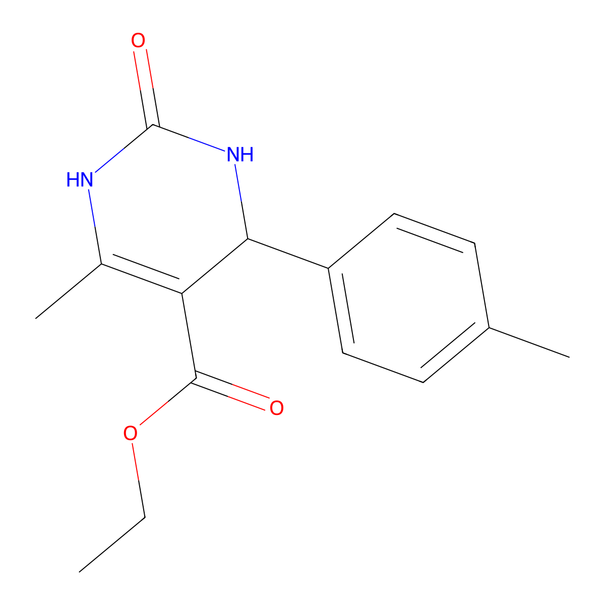 Ethyl 6-methyl-4-(4-methylphenyl)-2-oxo-1,2,3,4-tetrahydropyrimidine-5-carboxylate molecular structure, CAS 299949-24-9